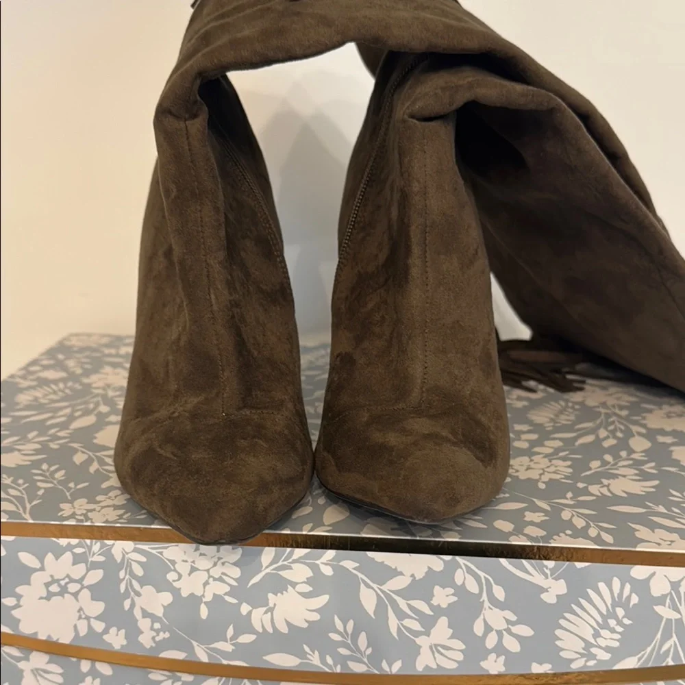 Deep green Suede Knee-High Boots